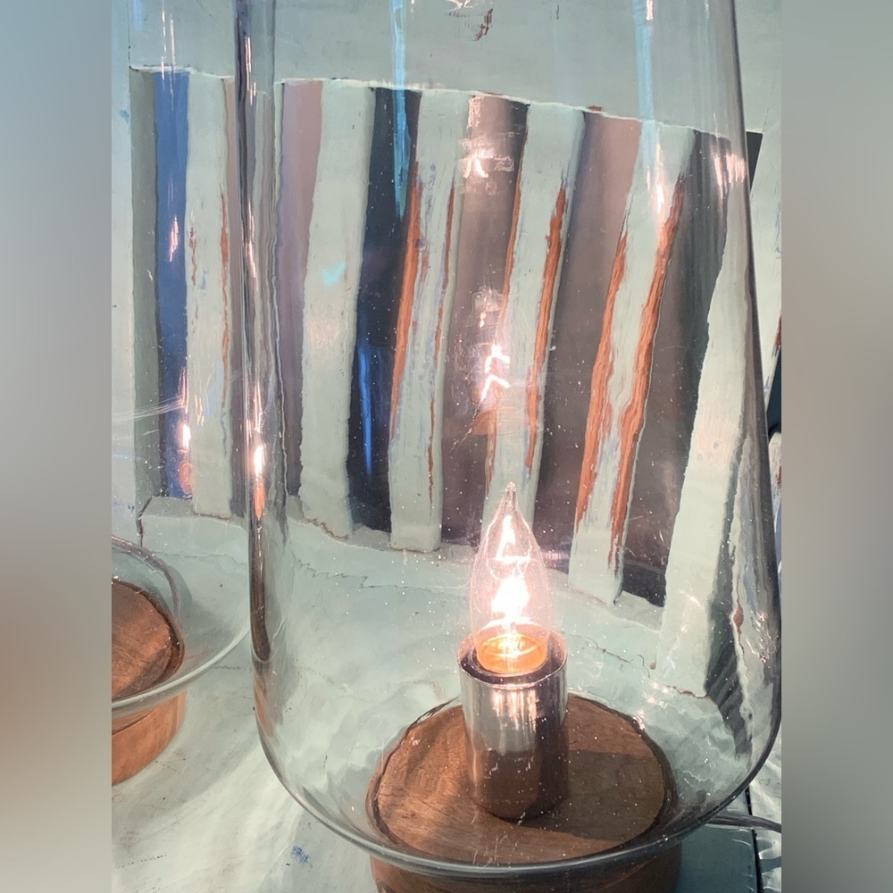 Cylinder Table Lamp with Wood Base